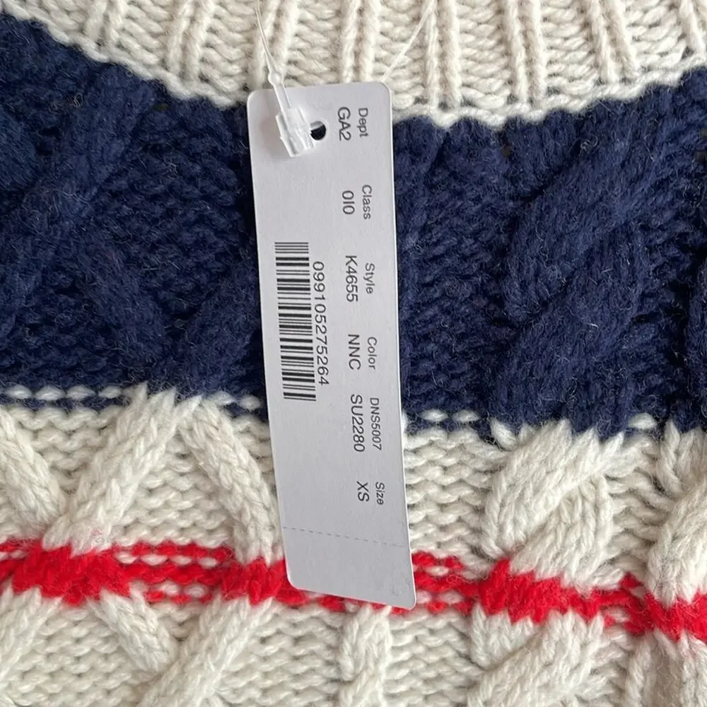 J.Crew Gabby Stripe Cable Knit Wool Tunic Sweater